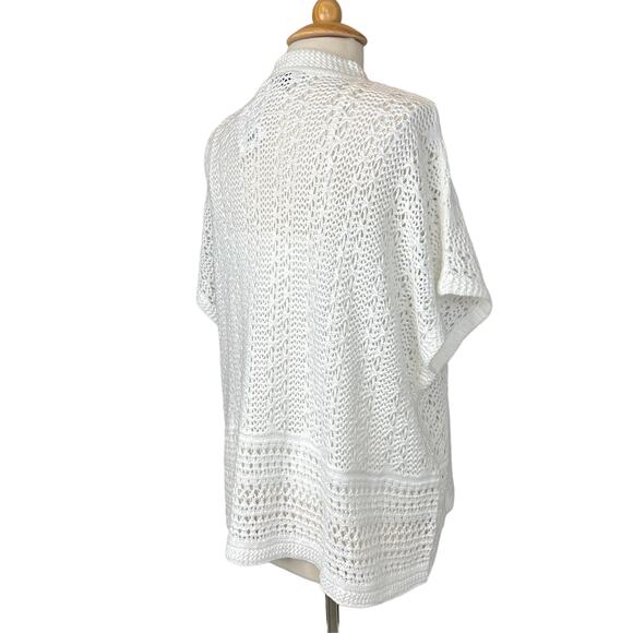 Topshop Women's S Open Knit Mock Neck Pointelle Oversize Boxy Sweater White - Picture 10 of 13